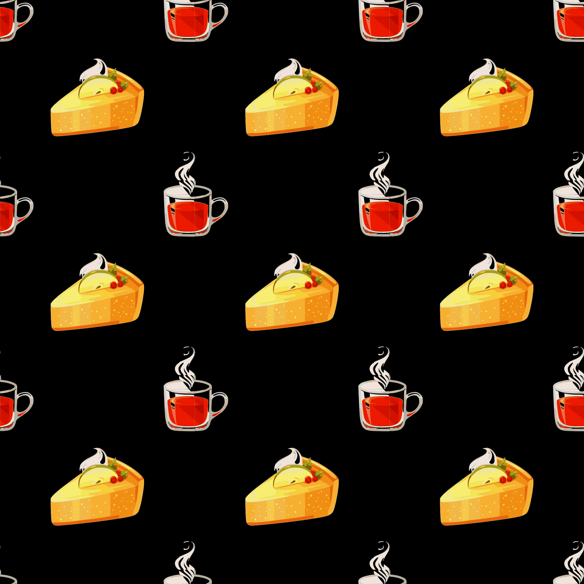 Cheesecakeand Tea Pattern PNG image