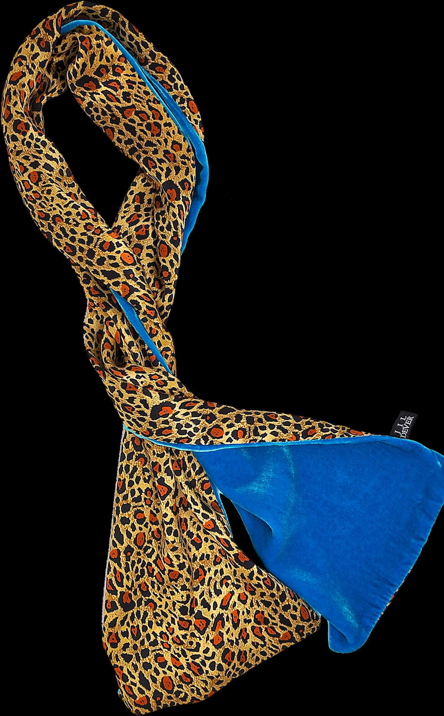 Cheetah Print Scarfwith Blue Trim PNG image