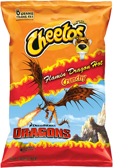 Cheetos Flamin Dragon Hot Crunchy Snack Package PNG image