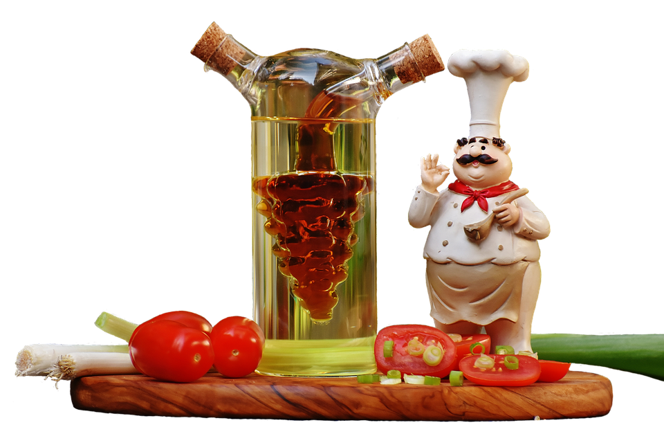 Chef Figurine Olive Oil Bottle PNG image