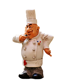 Chef Figurine Tasting Food PNG image