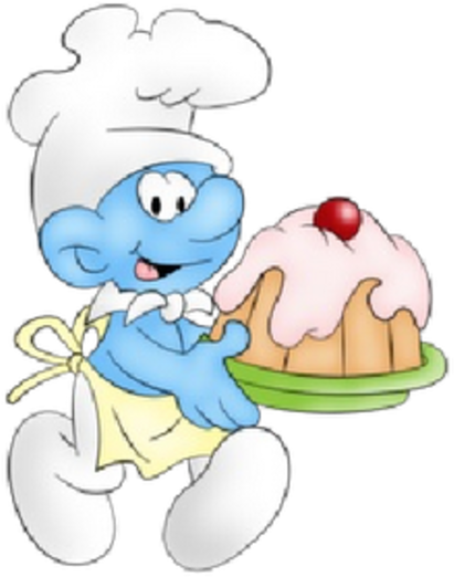 Chef Smurfwith Cake Illustration PNG image