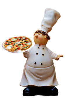 Chef_ Statue_ Holding_ Pizza PNG image