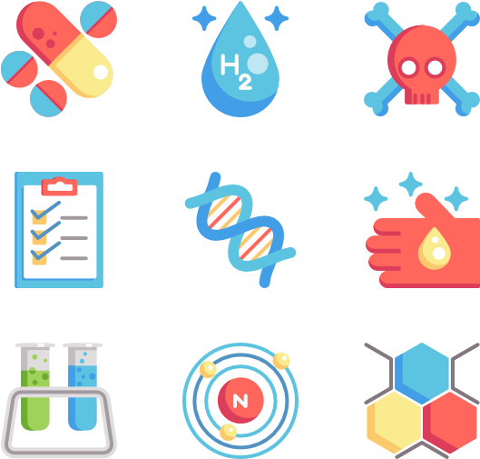 Chemistry Related Icons Set PNG image