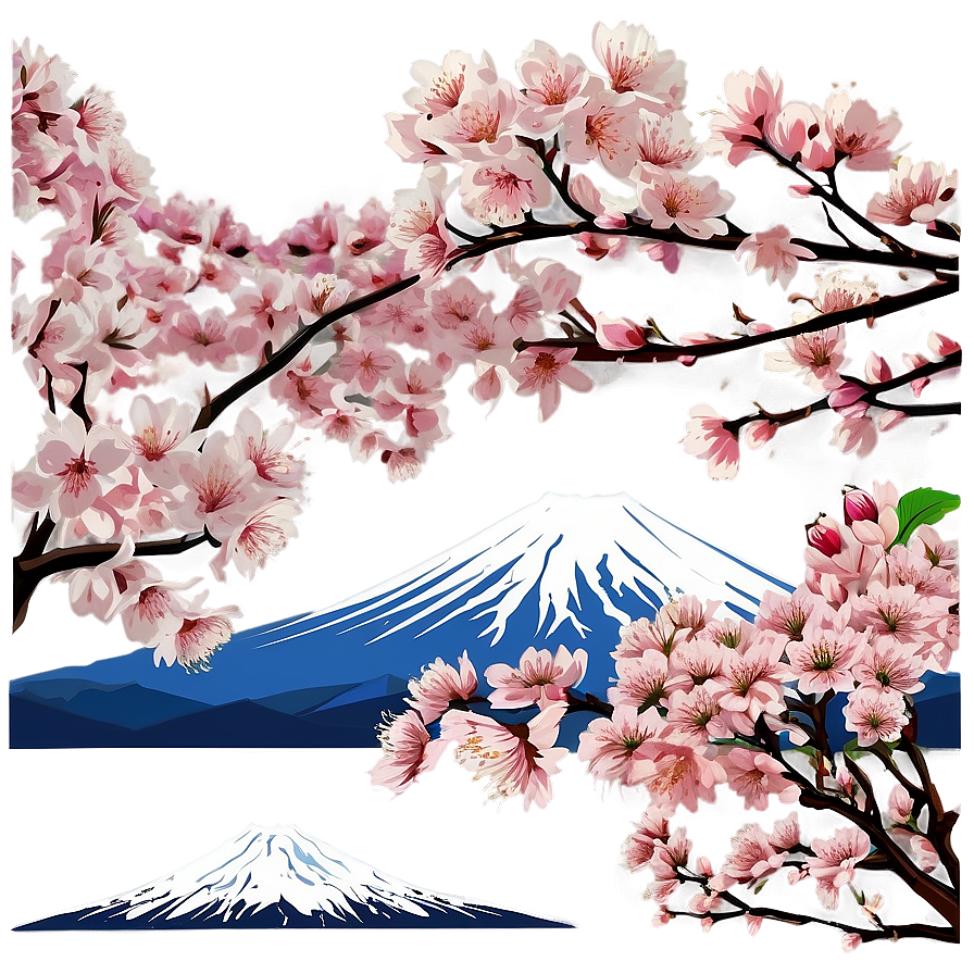 Cherry Blossom And Mountain Fuji Png Fsp78 PNG image