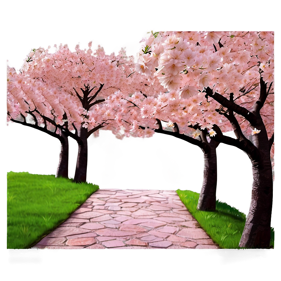 Cherry Blossom Road Pathway Png 62 PNG image