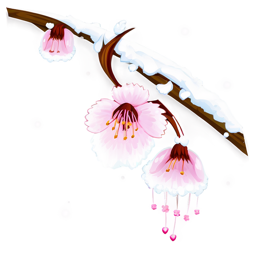 Cherry Blossom With Snow Caps Png 21 PNG image