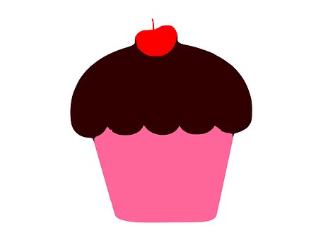 Cherry Topped Chocolate Cupcake Graphic PNG image