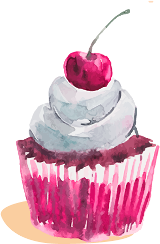 Cherry Topped Cupcake Art PNG image