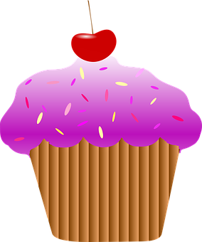 Cherry Topped Cupcake Graphic PNG image