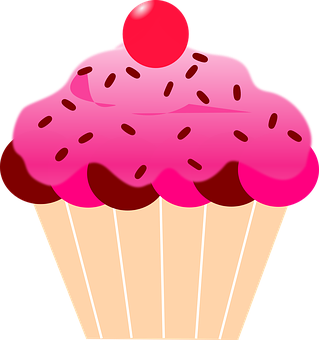 Cherry Topped Cupcake Illustration PNG image