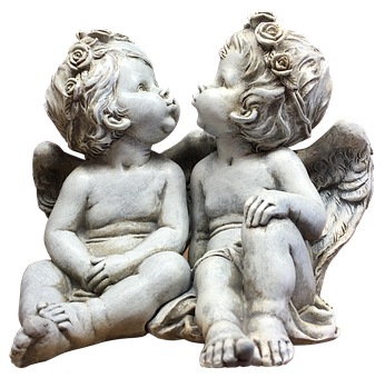 Cherub Figurines Gazingat Each Other PNG image