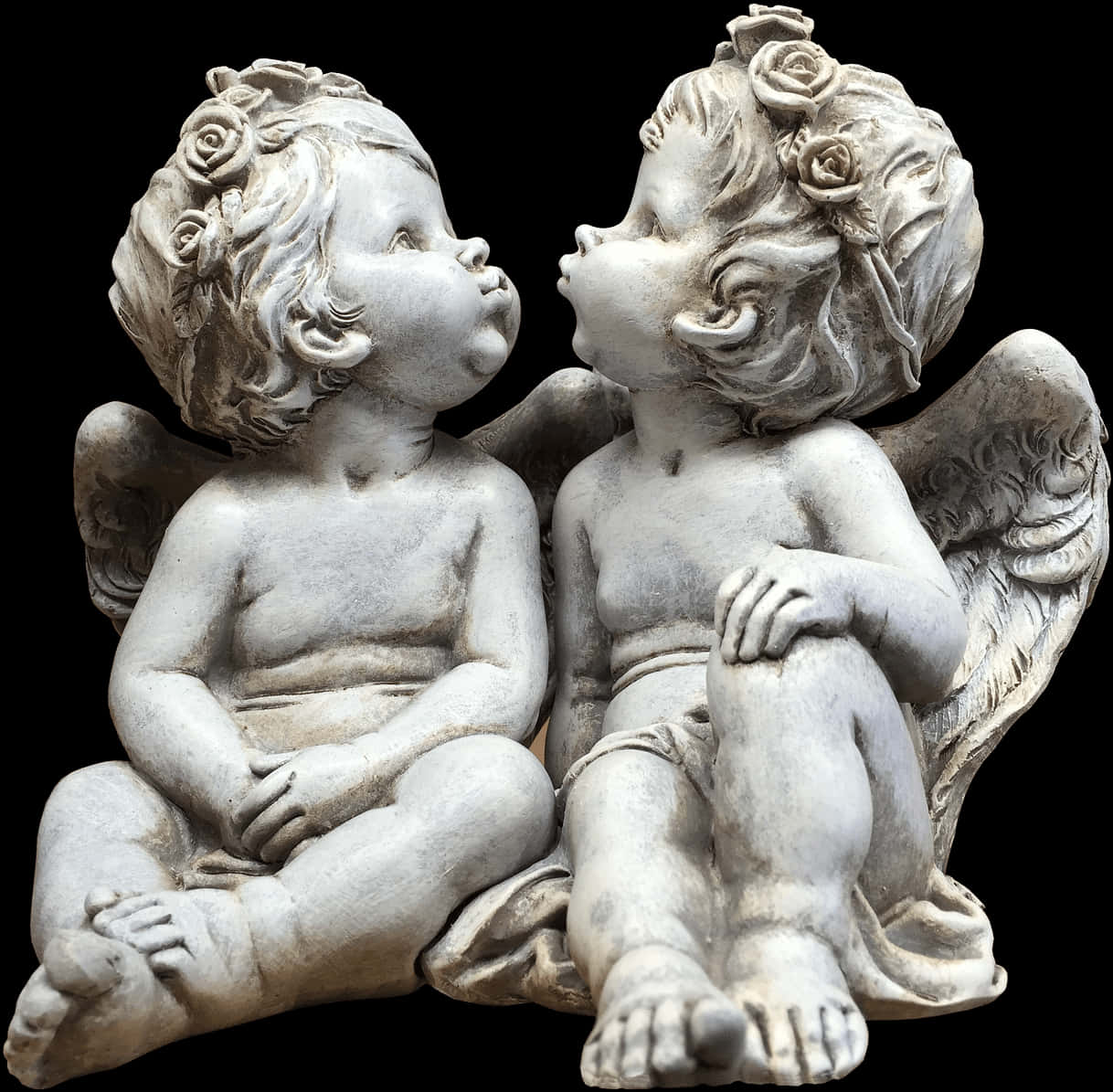 Cherub Figurines Intimate Glance PNG image