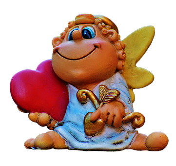 Cherubic Figure With Heartand Harp PNG image