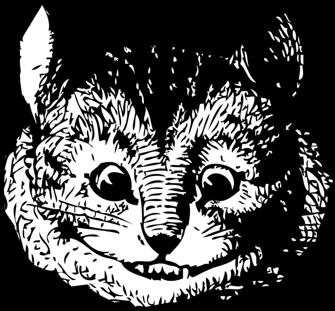 Cheshire Cat Blackand White Illustration PNG image