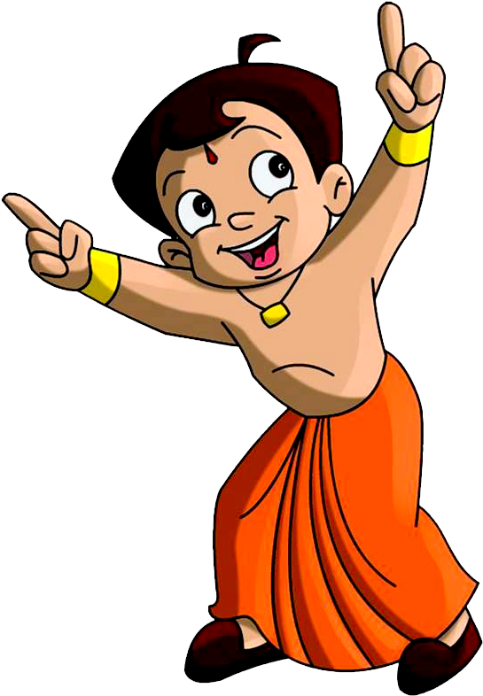 Chhota Bheem Pointing Upward PNG image