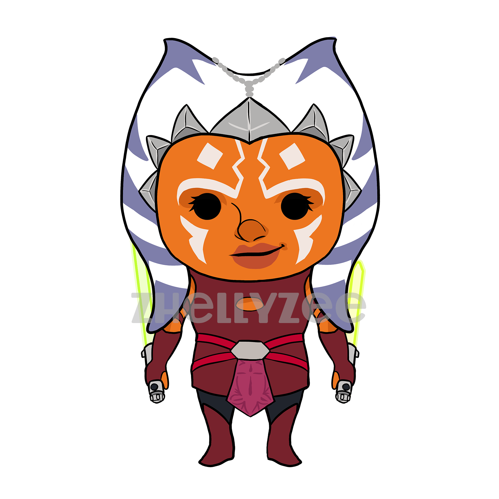 Chibi Ahsoka Tano Anime Body Pillow Design PNG image