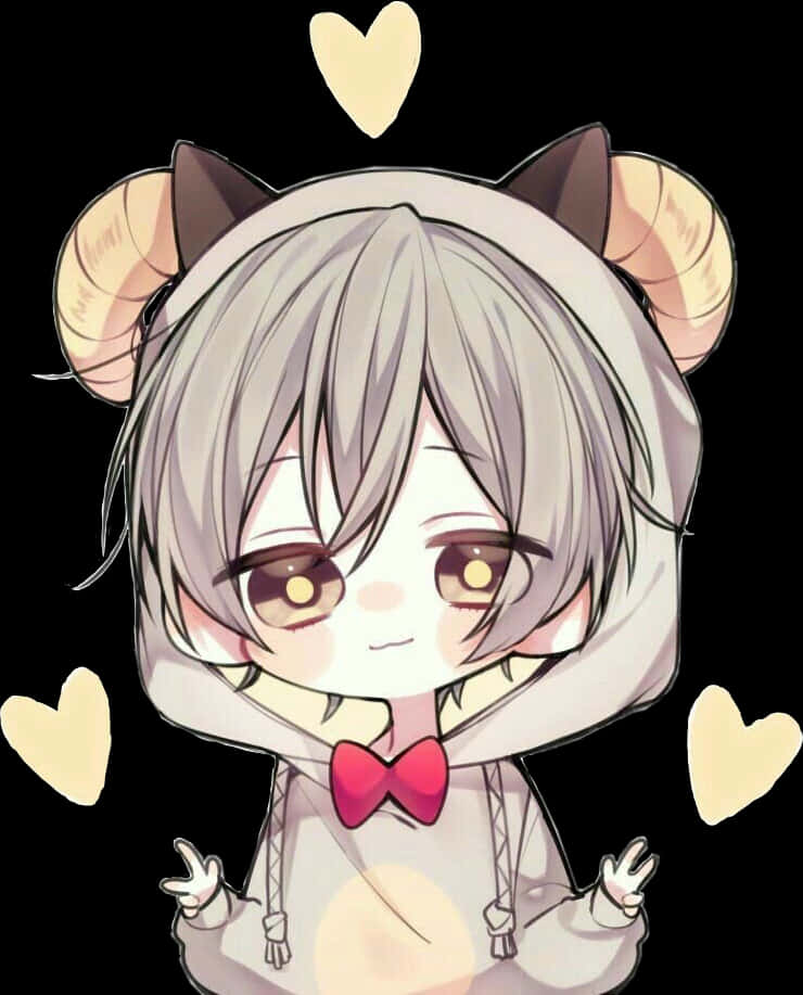 Chibi_ Anime_ Boy_with_ Animal_ Ears_and_ Bow_ Tie PNG image