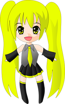 Chibi Anime Character Yellow Hair PNG image