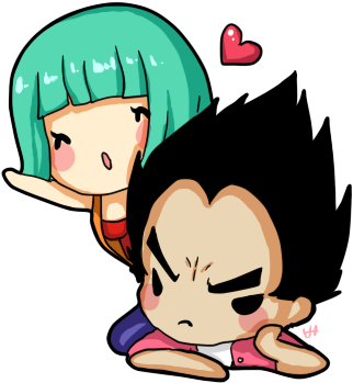 Chibi Anime Characters Love Gesture PNG image