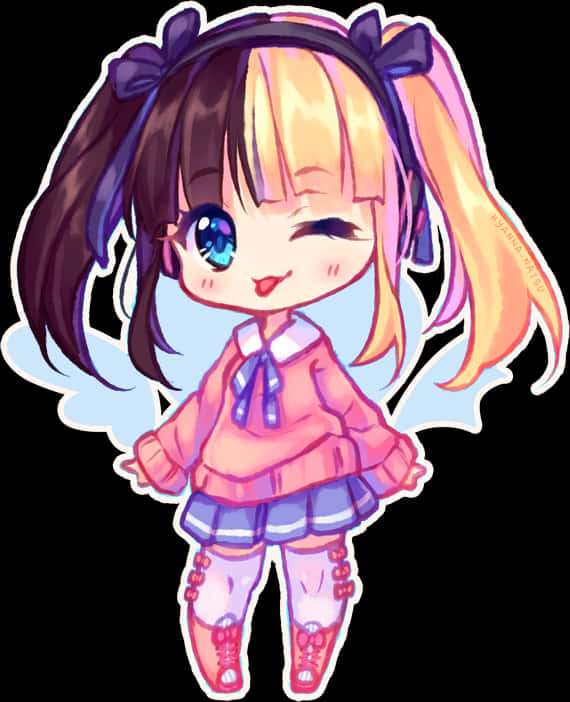 Chibi Anime Girl Cute Smile PNG image