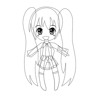 Chibi Anime Girl Sketch PNG image