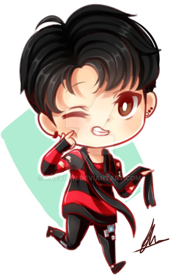 Chibi_ Character_ Winking_ Peace_ Sign PNG image