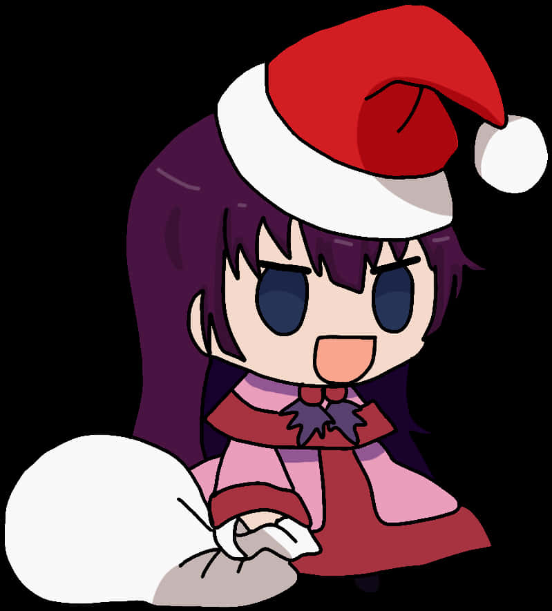 Chibi Characterin Santa Hat PNG image