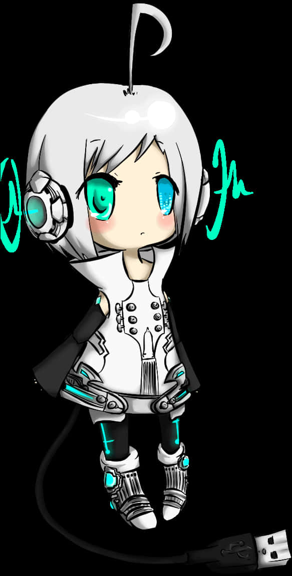 Chibi Cyborg Character Art PNG image