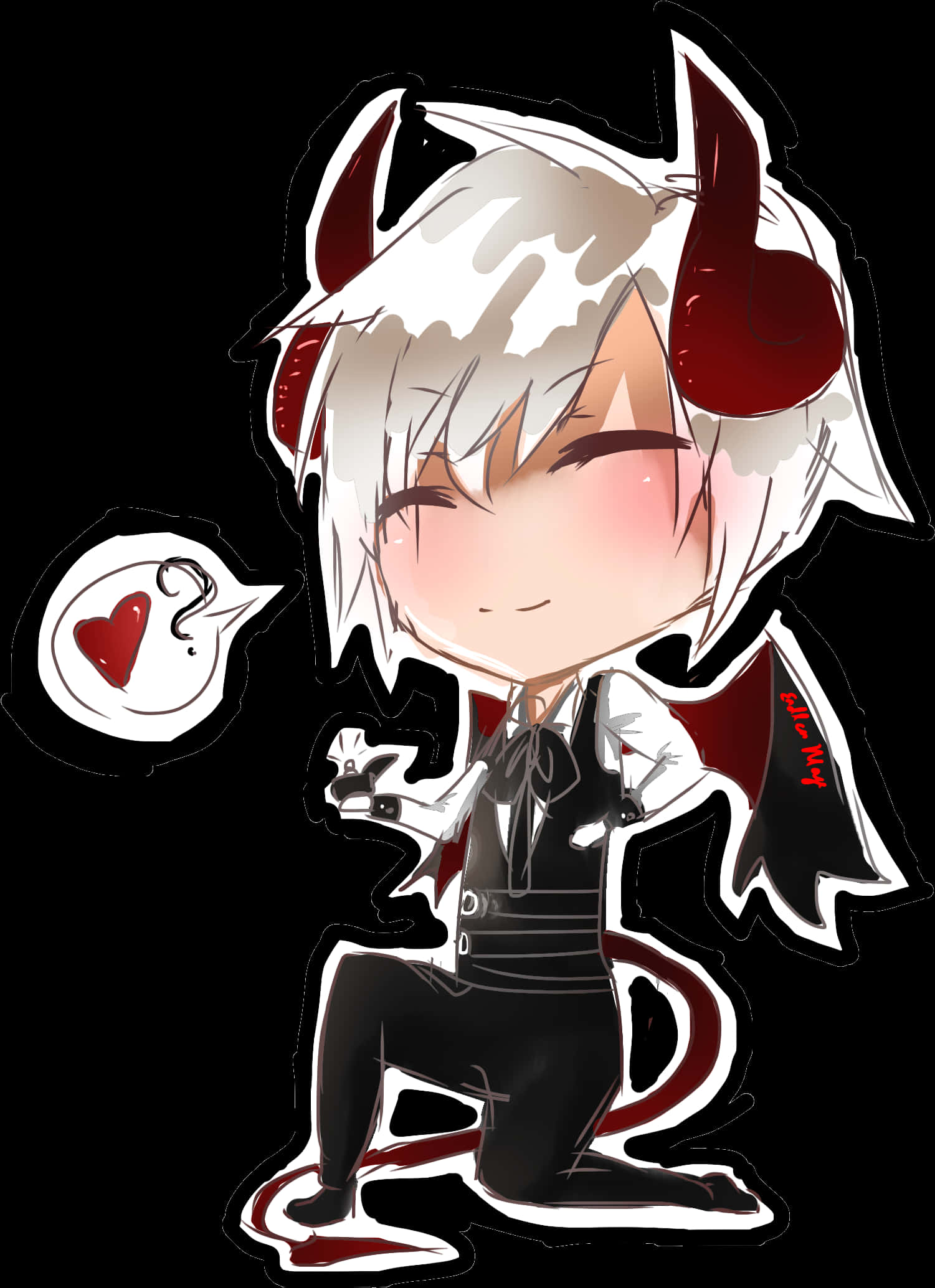 Chibi Demon Boy Anime Art PNG image