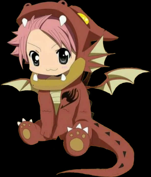 Chibi Dragon Costume Anime Character PNG image