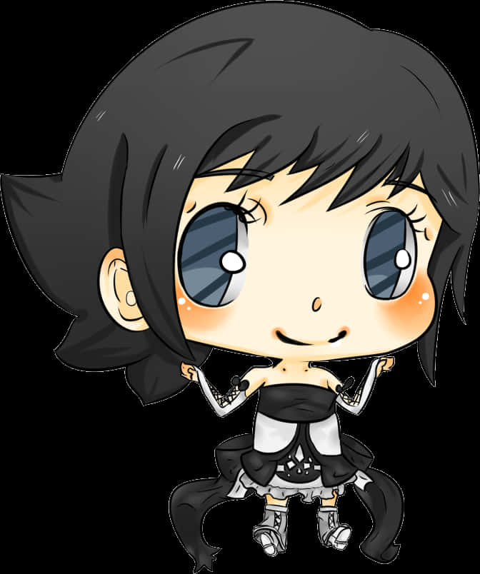 Chibi Girlin Black Outfit PNG image