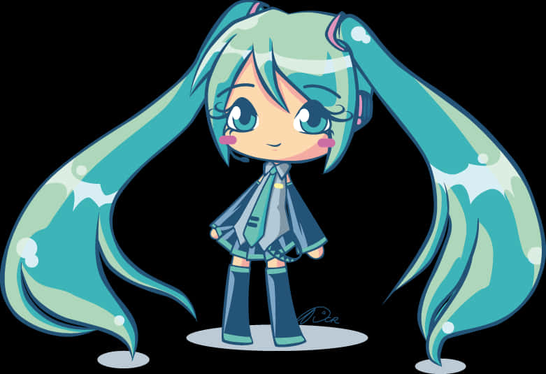 Chibi_ Hatsune_ Miku_ Vector_ Art PNG image