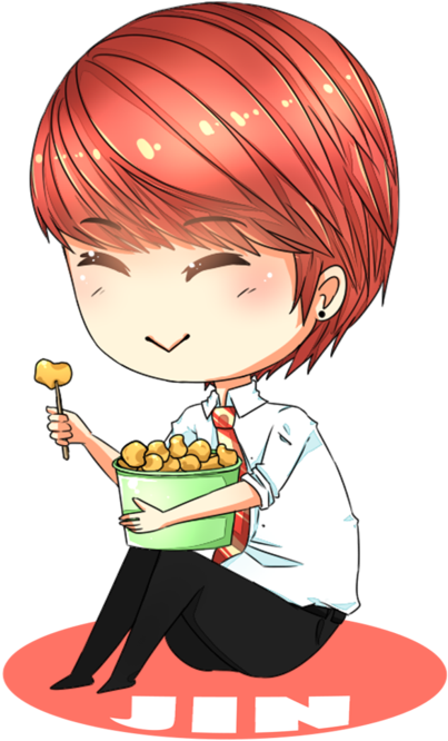 Chibi Jin Eating Snacks PNG image