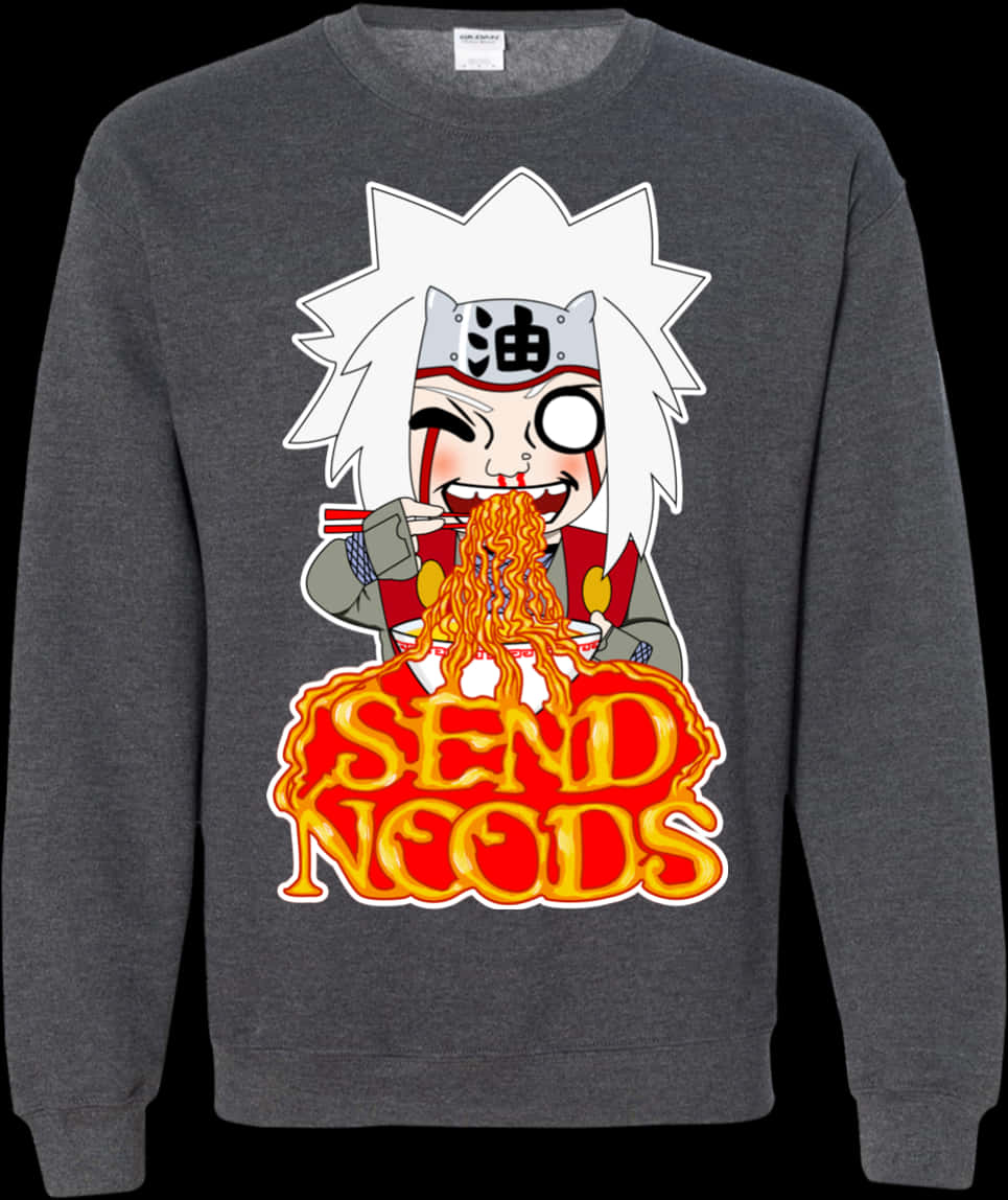 Chibi Jiraiya Eating Noodles Sweatshirt PNG image