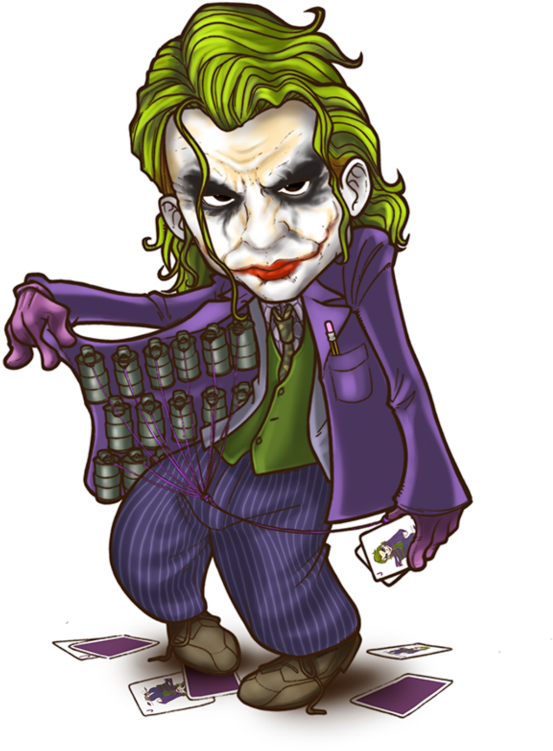 Chibi_ Joker_with_ Cards_and_ Grenades PNG image