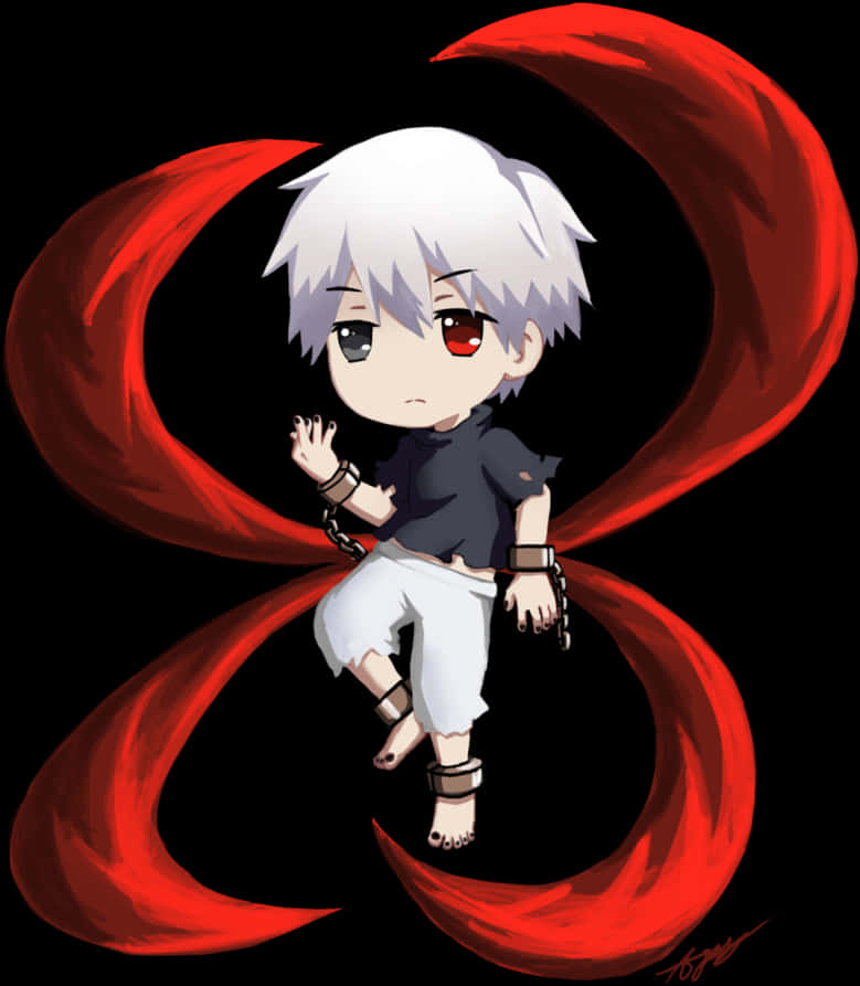 Chibi Kanekiwith Kagune PNG image