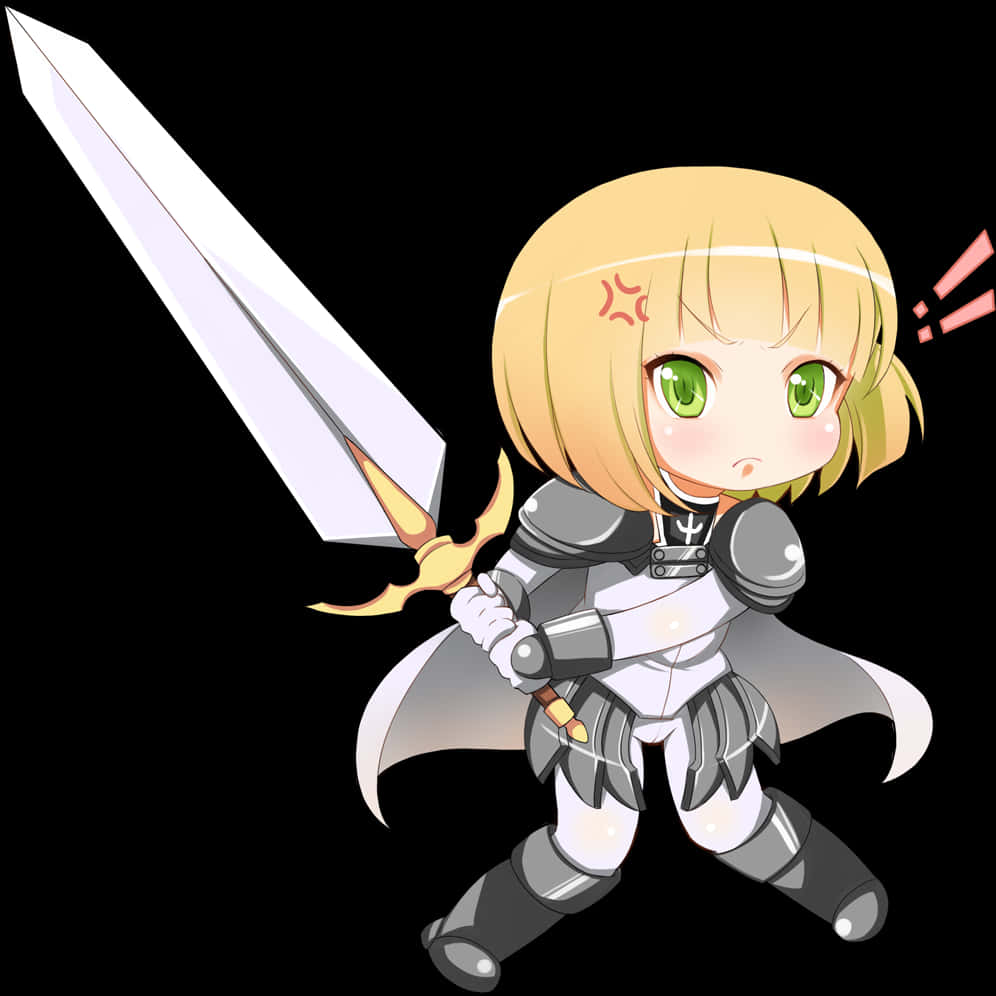 Chibi Knight With Flaming Sword PNG image