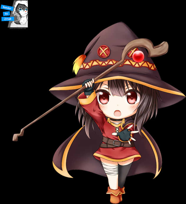 Chibi Megumin Magic Pose PNG image