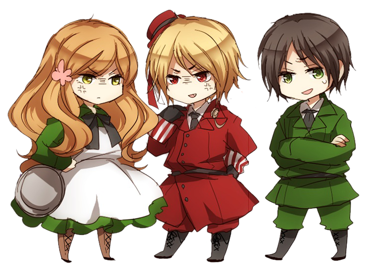 Chibi Military Trio Illustration PNG image