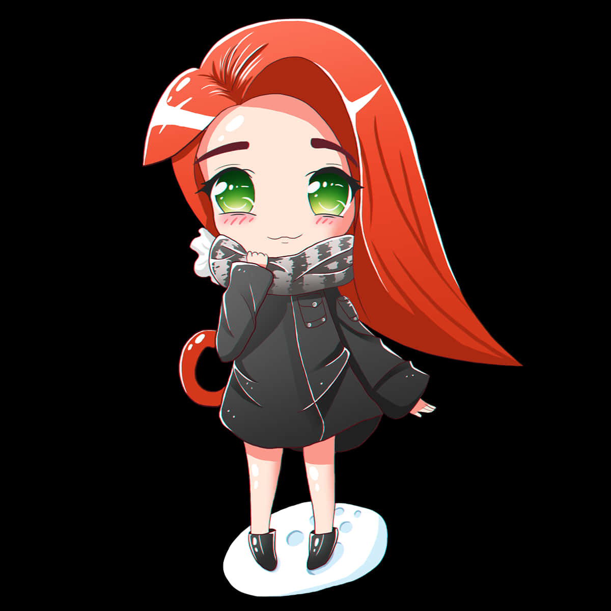 Chibi Redheadin Winter Attire PNG image