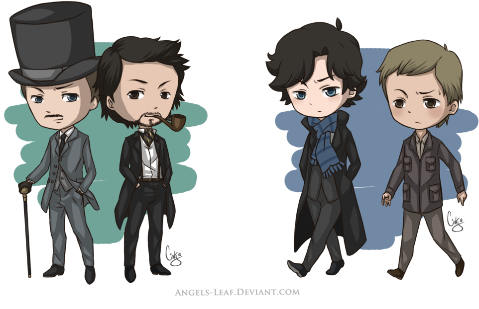 Chibi Sherlock Characters Illustration PNG image