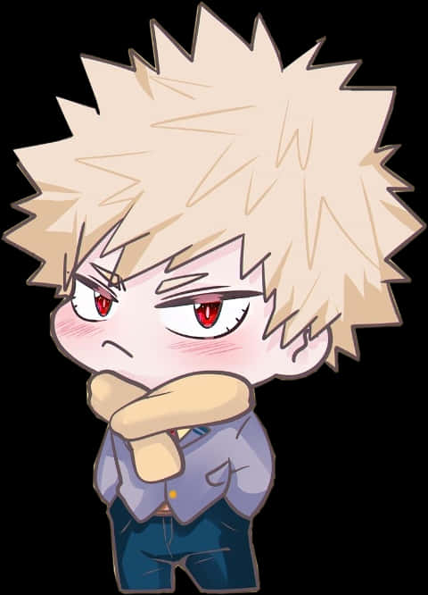 Chibi Style Blond Anime Character PNG image