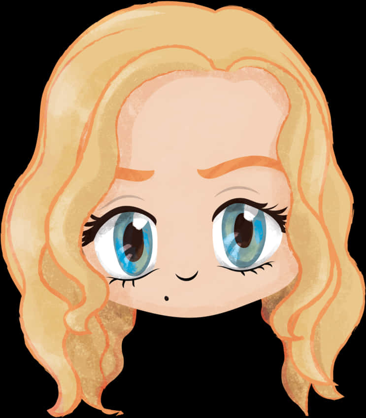 Chibi Style Blonde Character Illustration PNG image