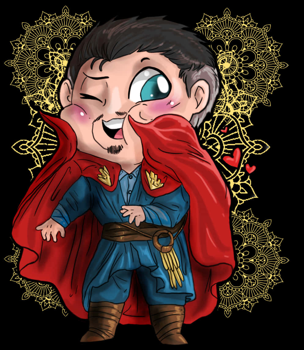 Chibi Style Doctor Strange Illustration PNG image