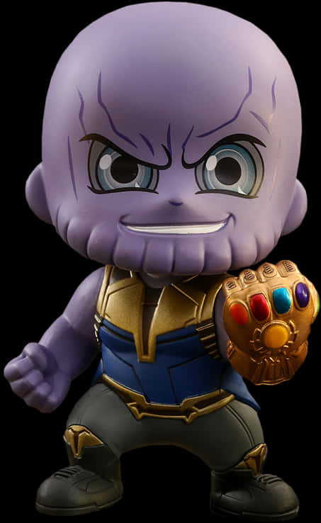 Chibi Style Thanos Figure With Infinity Gauntlet PNG image