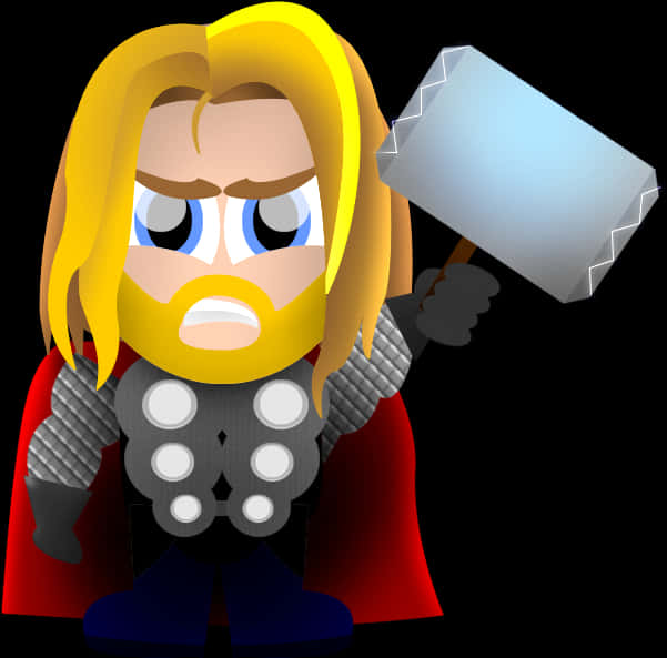 Chibi Thorwith Mjolnir PNG image