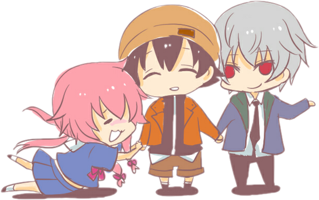 Chibi Trio Fun Moment PNG image