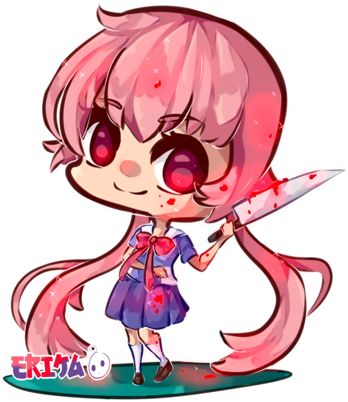 Chibi Yuno Gasaiwith Knife PNG image