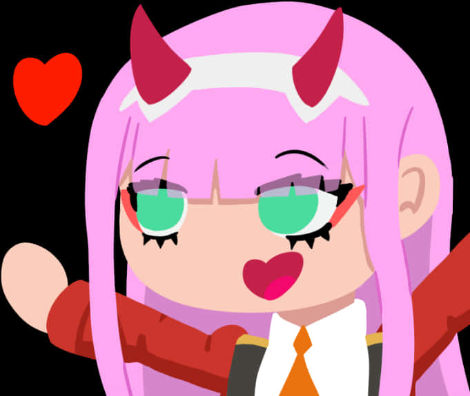 Chibi Zero Two Winking PNG image